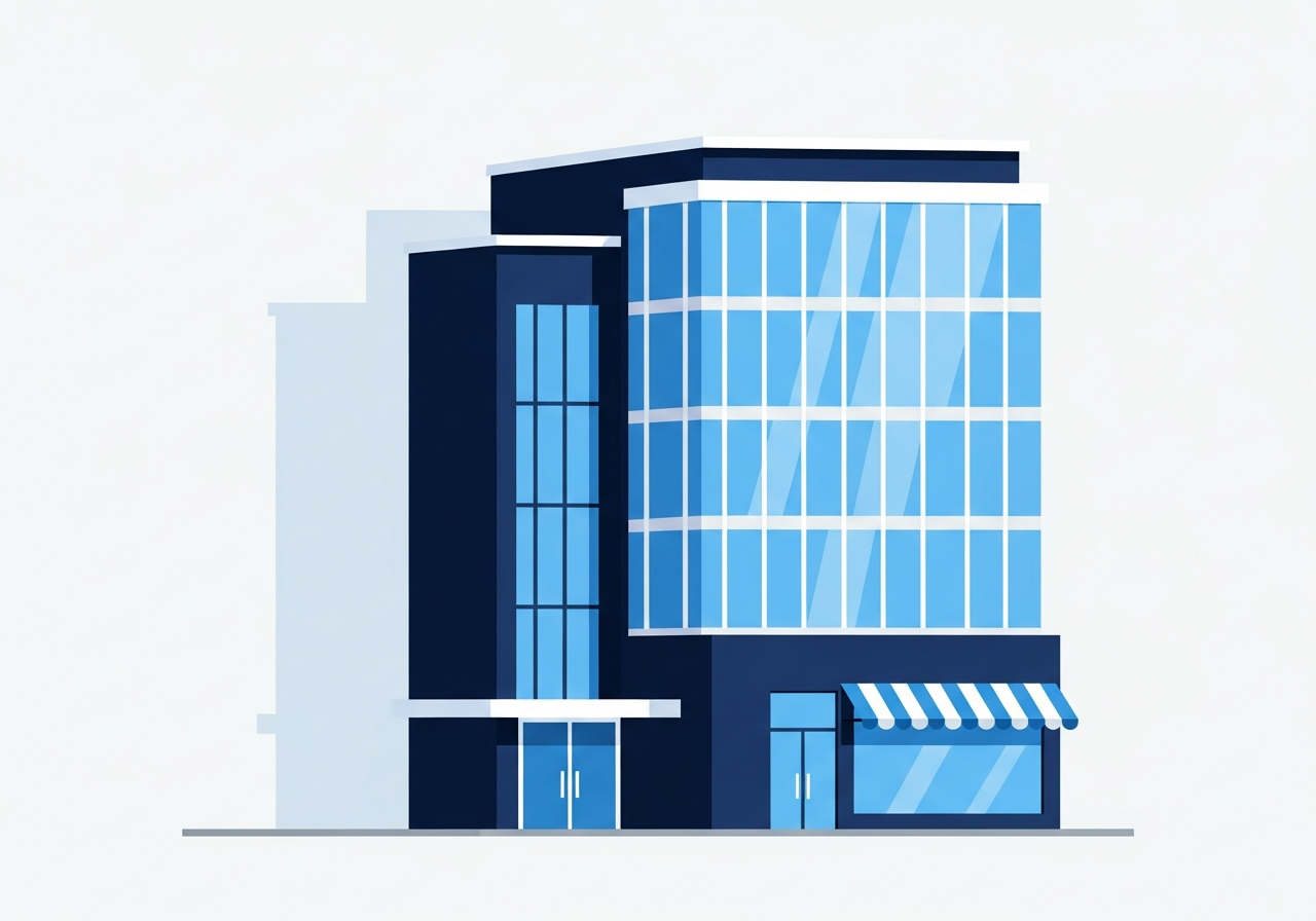 Illustration of a commercial office and retail building